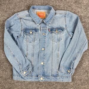 Levi's Trucker Jacket Boys Large Light Wash‎ Denim Button Front Classic Youth